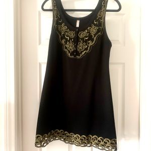 Free People Black & Gold Dress Size 8